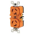 Bryant Locking Device, Duplex Receptacle, 15A 125V, 2-Pole 3-Wire Grounding, L5- 15R, ScrewTerminal, Orange 4700DRIG